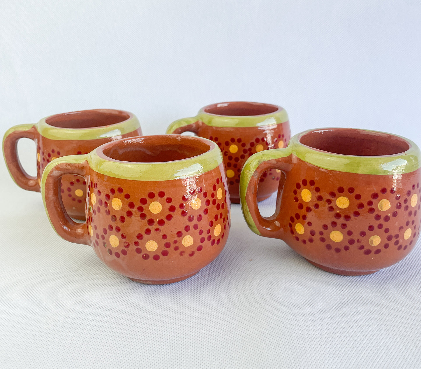 Michoacan Mexican Clay Mugs 4pc Set Mexican Cups Tazas De Barro Lead Free