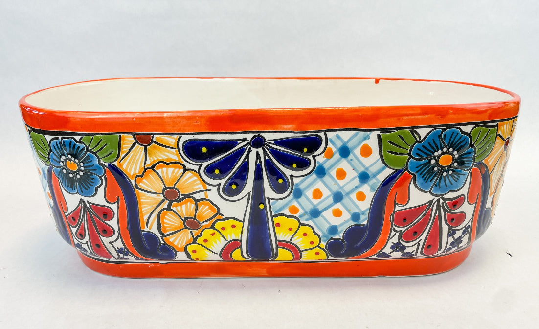 Talavera Oval Planter Large 19 Inches Maceta Ovalada Oval Planter Talavera pottery Mexican Flower Pot