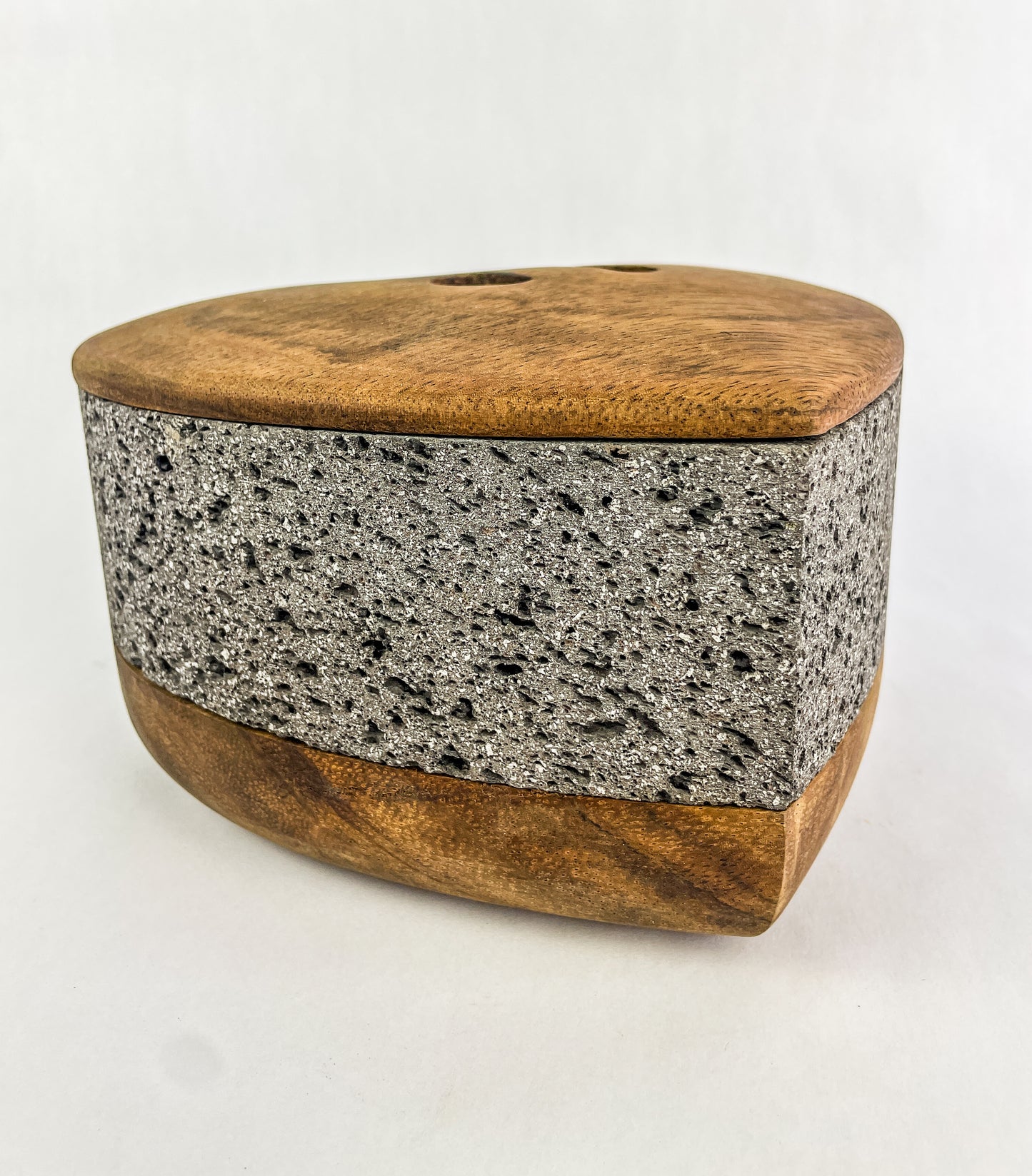 Heart Shaped Molcajete With Wood Base And Lid Mexican Mortar And Pestle Authentic Molcajete