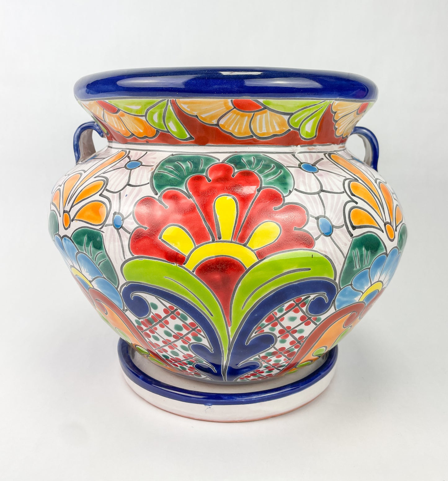 Talavera Mexican Flower Pot With Saucer Ceramic Flower Pot Mexican Plant Pots Mexican Painted Pots Mexican Clay Pots Maceta con Plato