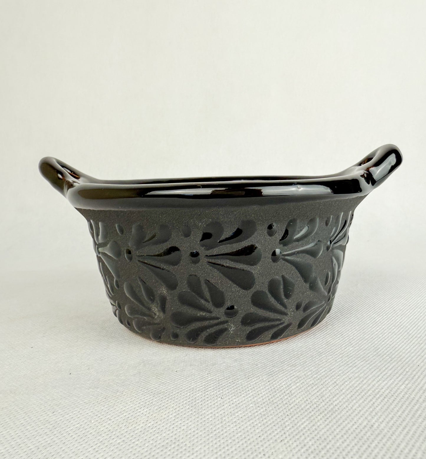 Black Talavera Style Bowls Mexican Clay Bowls Cazuelitas Talavera Negra