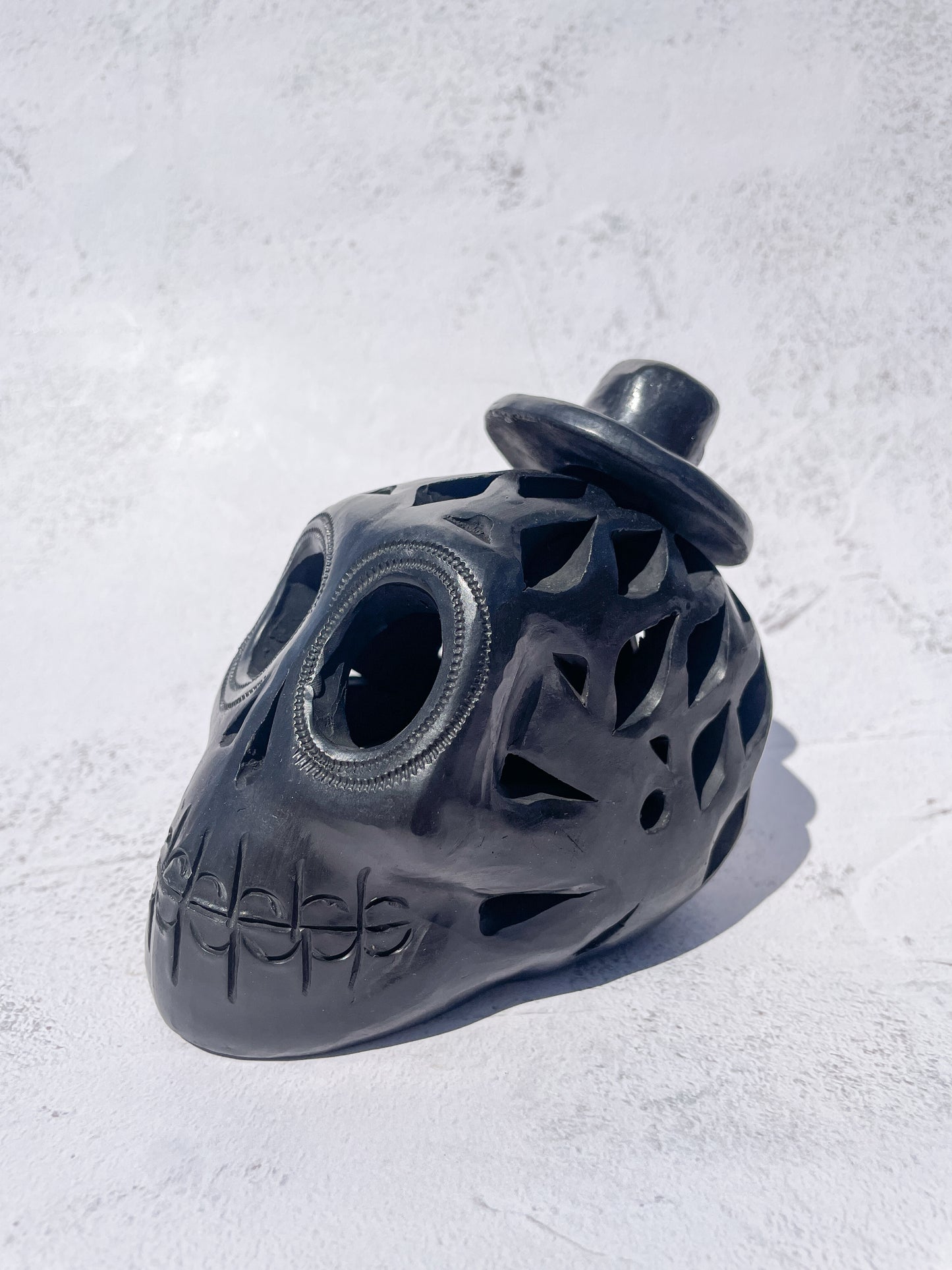 Oaxaca Black Pottery Skull Calavera Barro Negro Black Clay