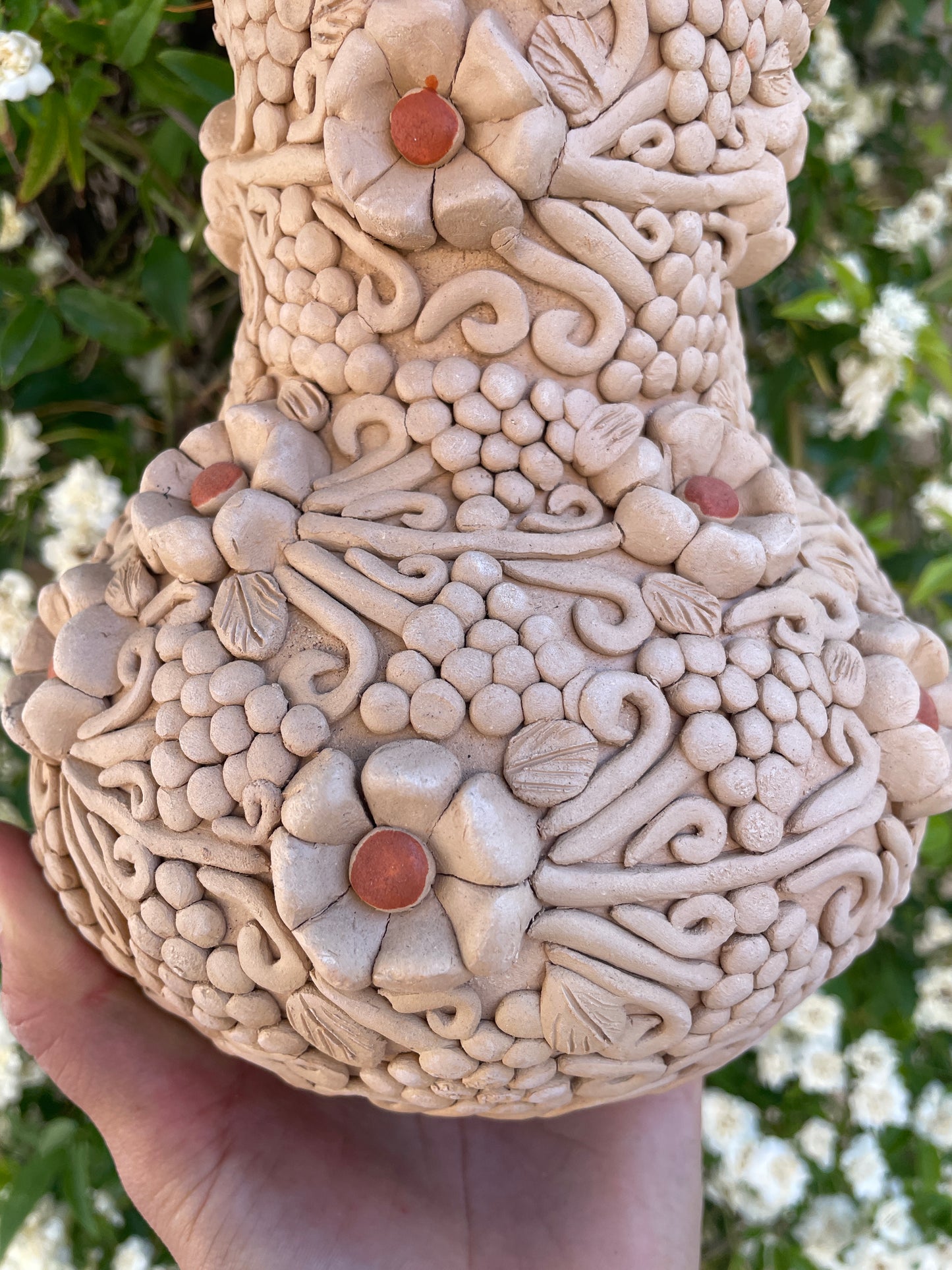 Colores Del Suelo Oaxaca Clay Vase Clay Embroidery Large Vase Florero Bordado En Barro