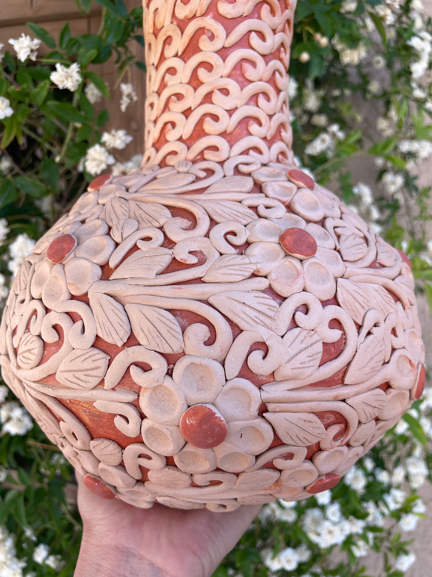 Colores Del Suelo Oaxaca Clay Vase Clay Embroidery Large Vase Florero Bordado En Barro
