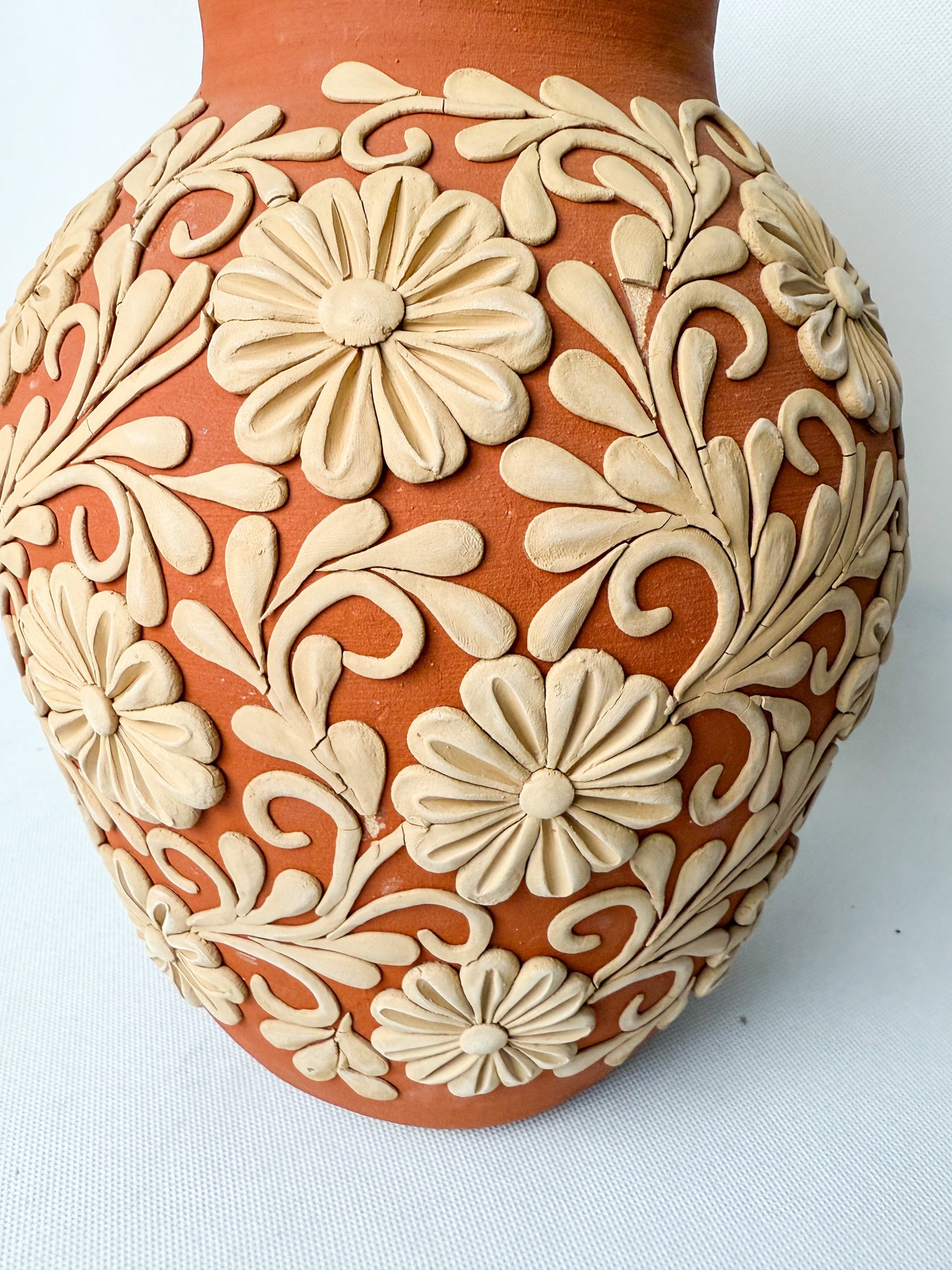 Gaytan Clay Vase DISCOUNTED Tall Mexican Flower Vase Mexican Barro Florero