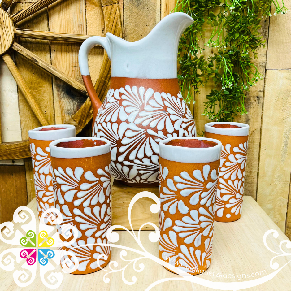 Natural/White Espiga Pato Pitcher Set - 4 Cups – TheMexHub