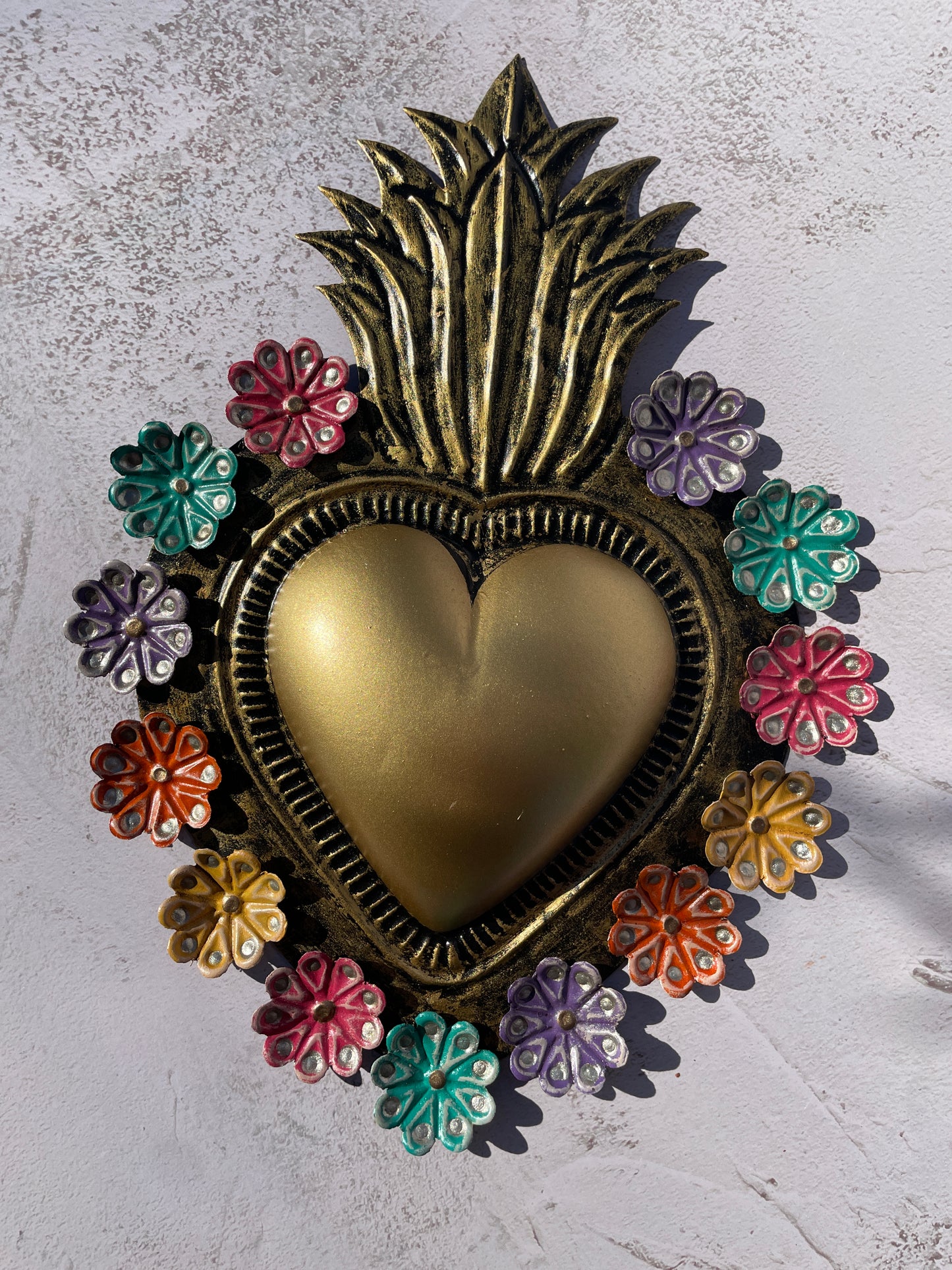 Mexican Hand Painted Tin Heart Corazon Hojalata Corazon de Hojalata Corazon Corazon