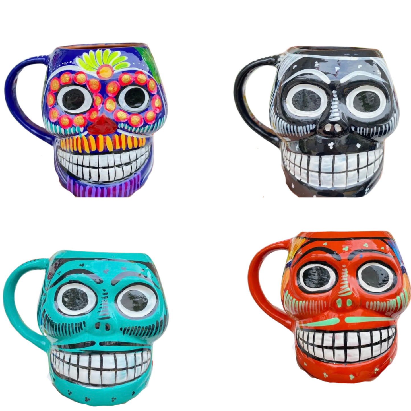 Skull mugs taza calavera made mexico 5in 15 oz