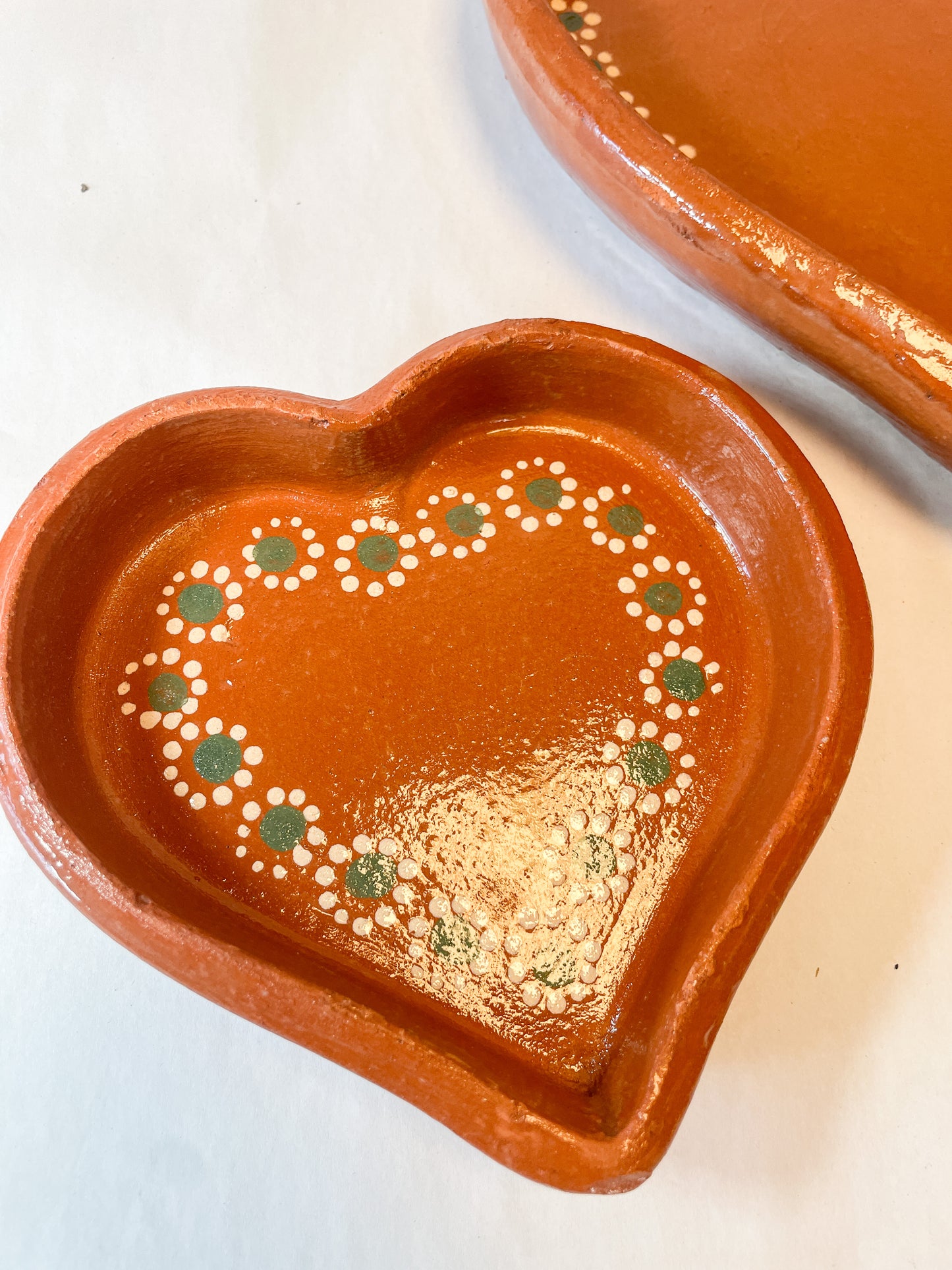 Michoacan Mexican Clay Heart Plate Set of 2 Plato Corazon Barro Lead Free