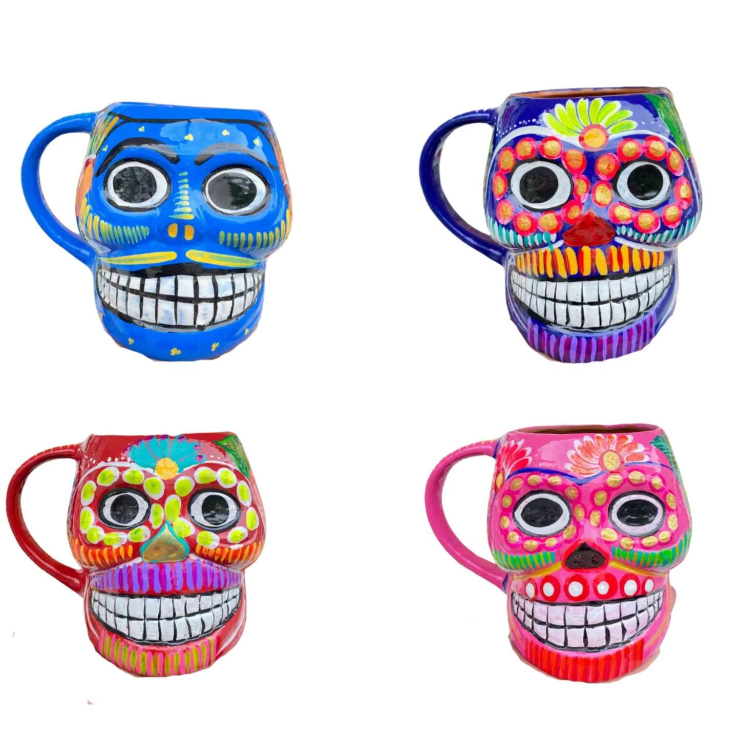 Skull mugs taza calavera made mexico 5in 15 oz