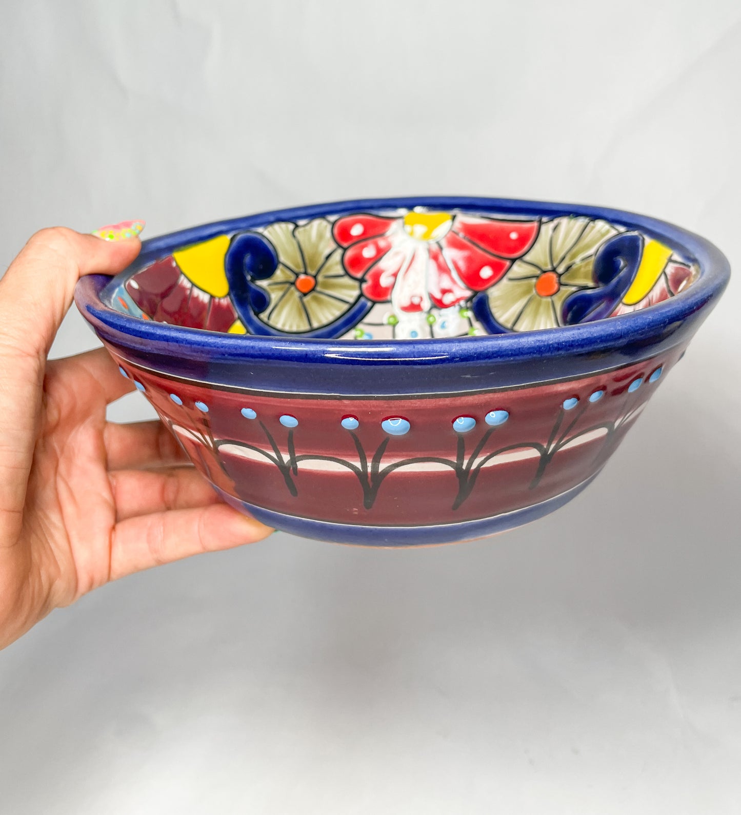 Mexican Dinner Plates 12 Inch Mexican Talavera Soup Bowls Colorful Hand Painted