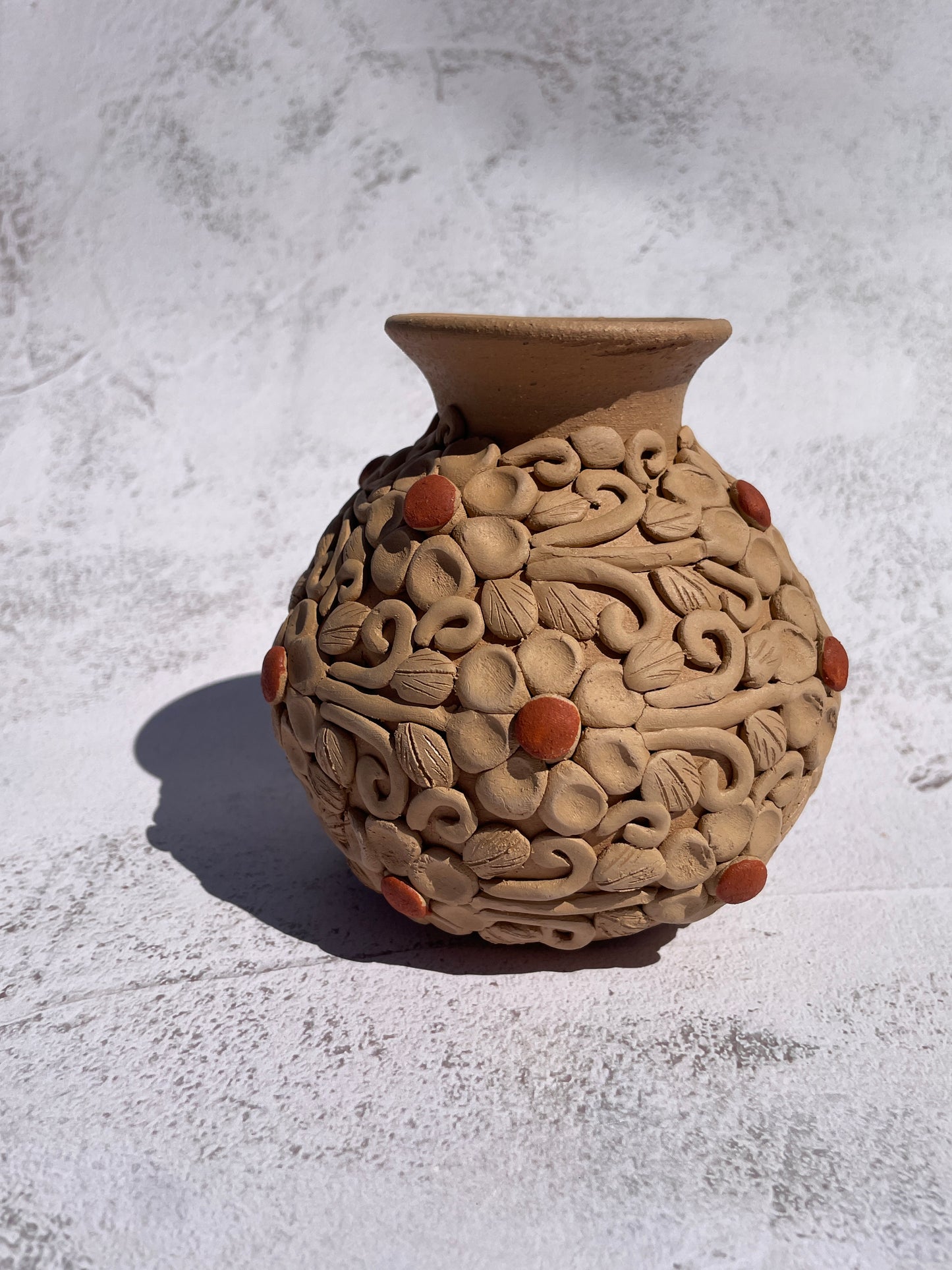Colores Oaxaca Flower Vase Clay Embroidery 5 inches Jarron de Barro Bordado Florero De Barro