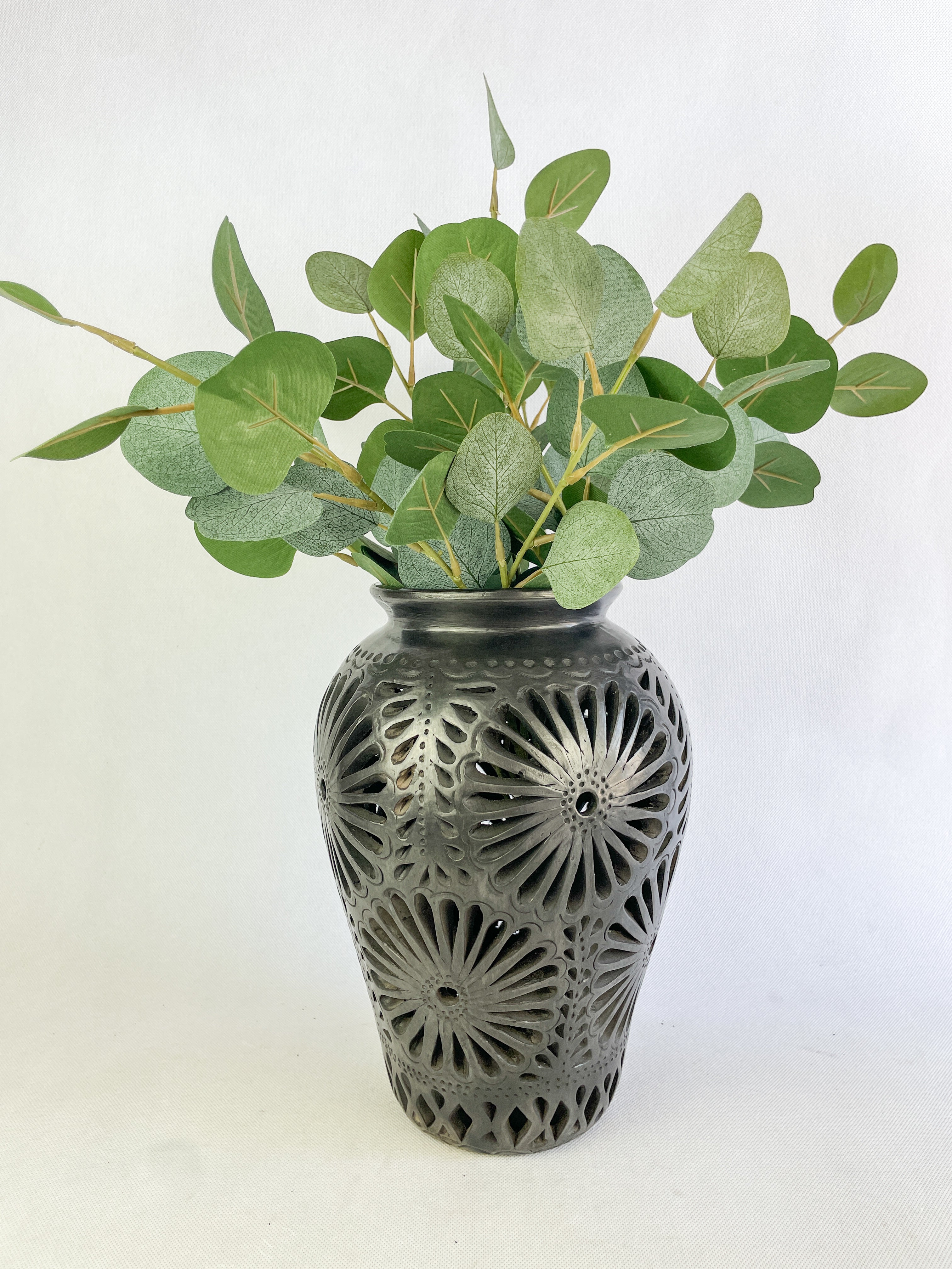 Large Calado Tibor Black Clay Vase - Barro Negro Oaxaca main image 1