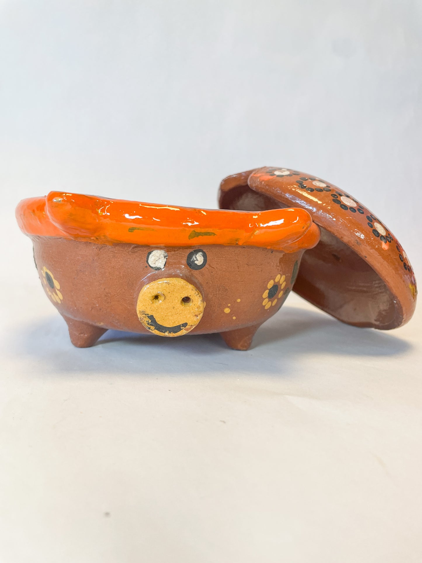 Michoacan Mexican Clay Bowl with Lid Marranito Salsera Mexican Marranitos Puerquitos