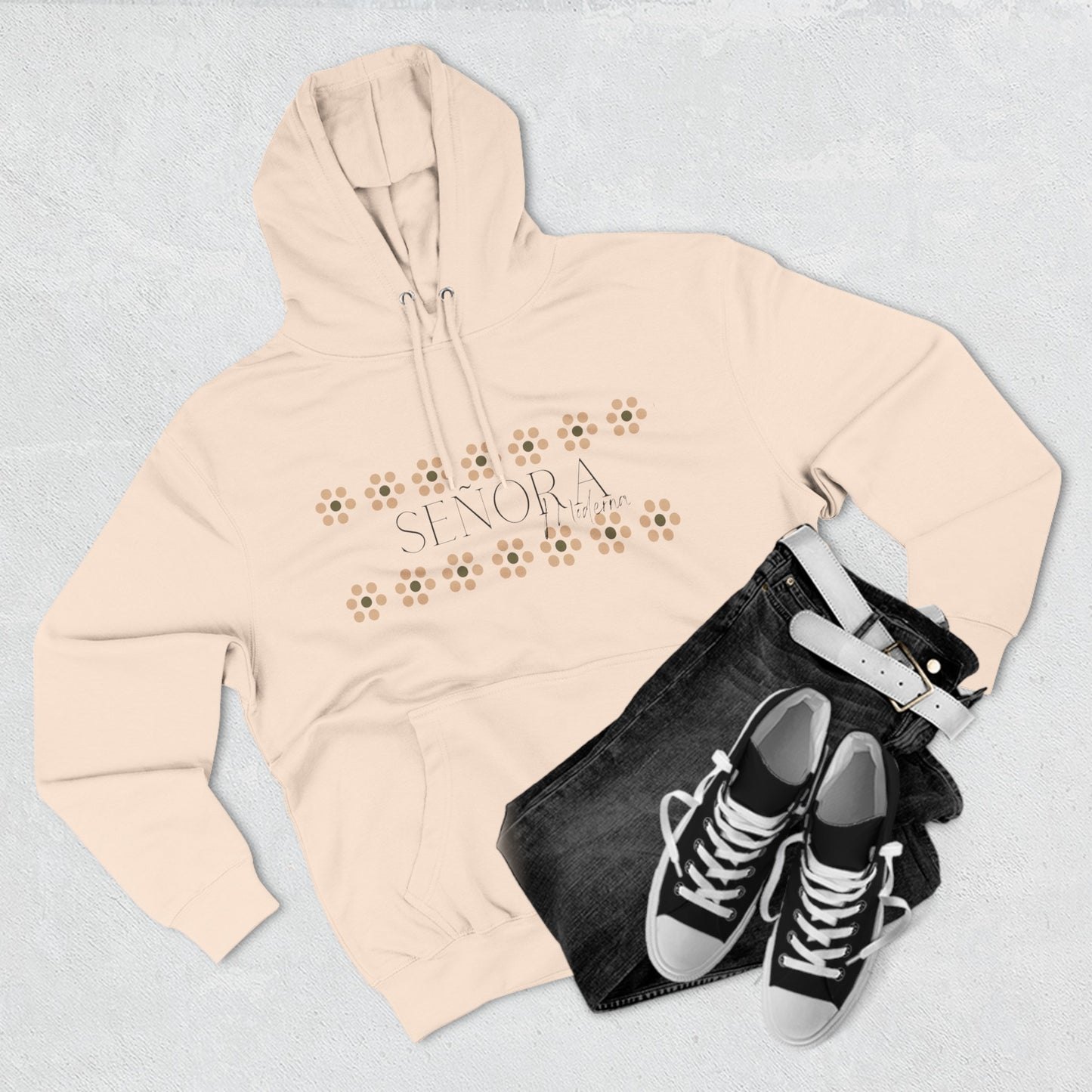Señora Moderna Hoodie Señora Vibes Señora Era Mexican Pottery Barro Mexicano Three-Panel Fleece Hoodie