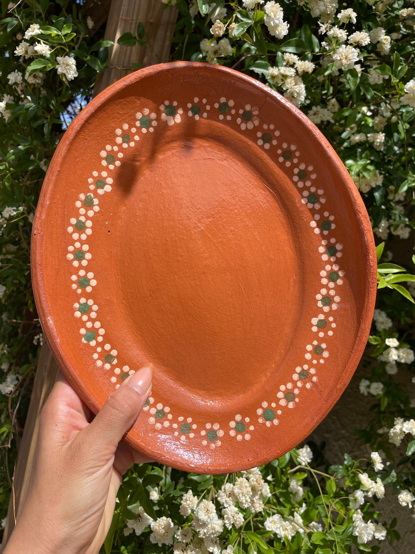Mexican Clay Plates Oval Plates 11" Set of 4 Lead Free Mexican Plates Platos de Barro Ovalados