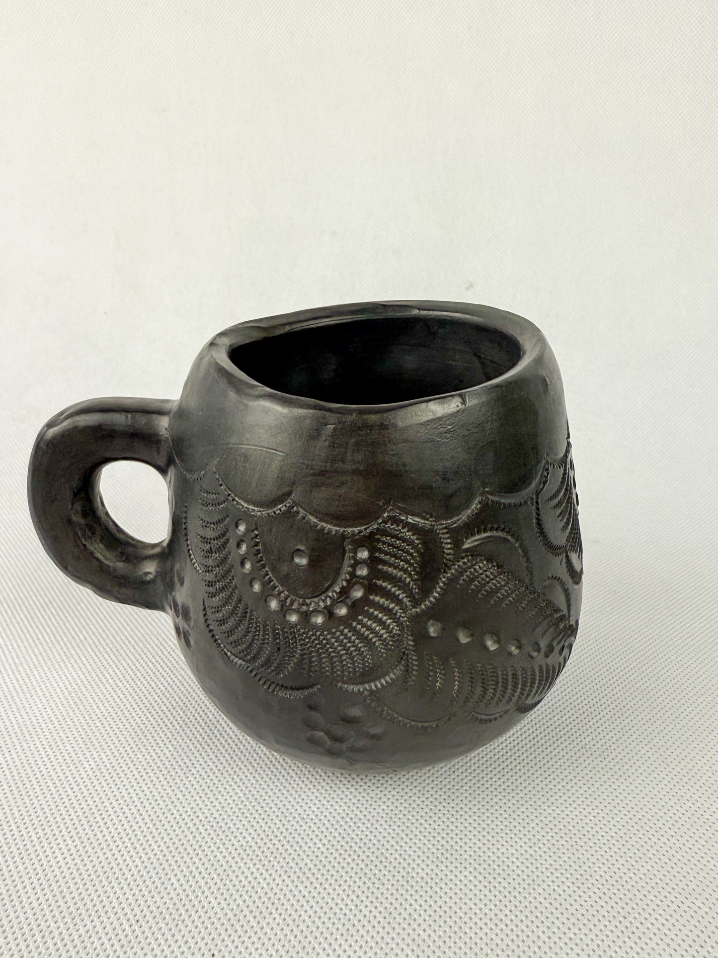 Oaxaca Black Clay Mugs Taza Con Plato Barro Negro Black Pottery