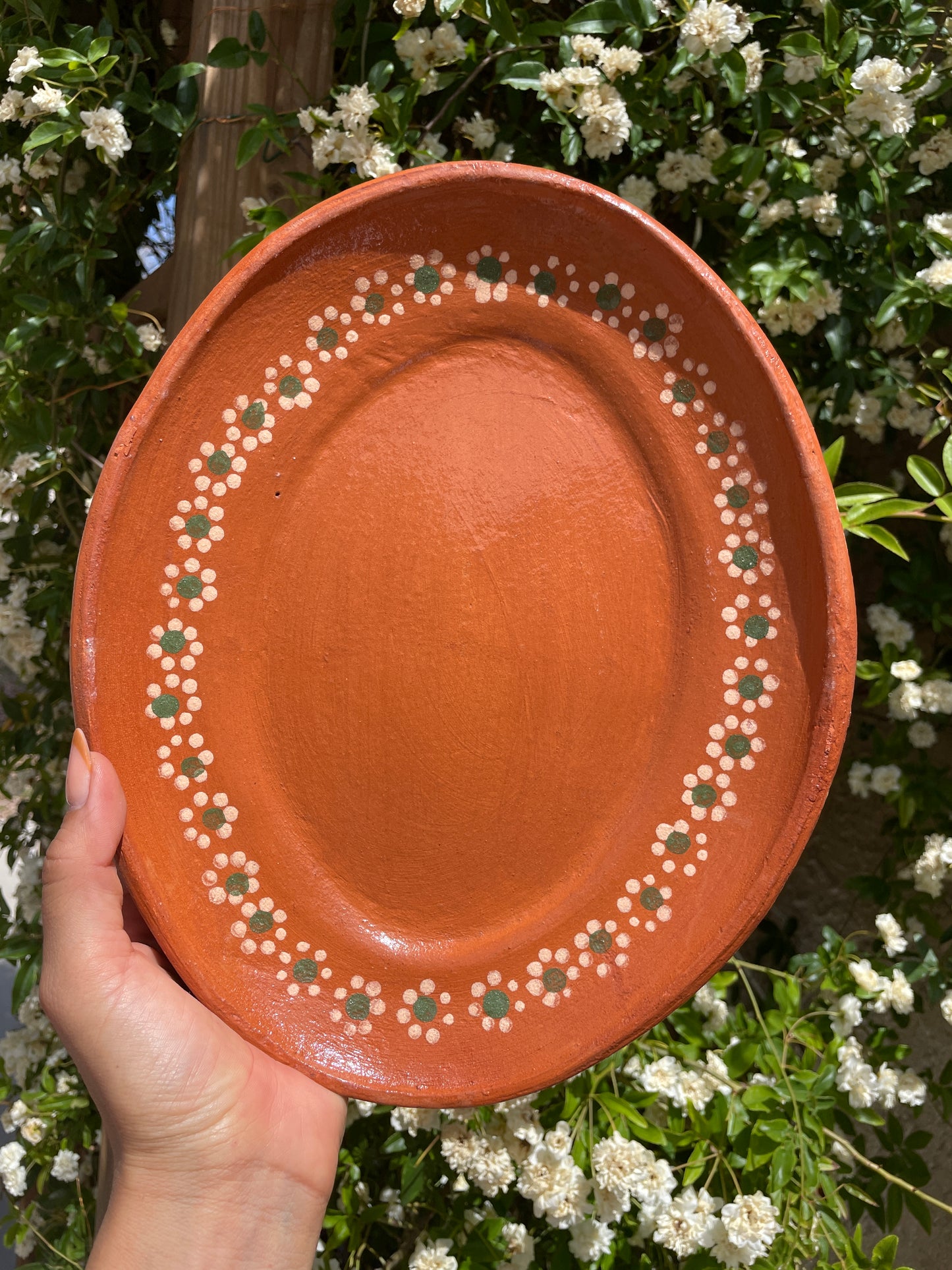 Mexican Clay Plates Oval Plates 11" Set of 4 Lead Free Mexican Plates Platos de Barro Ovalados