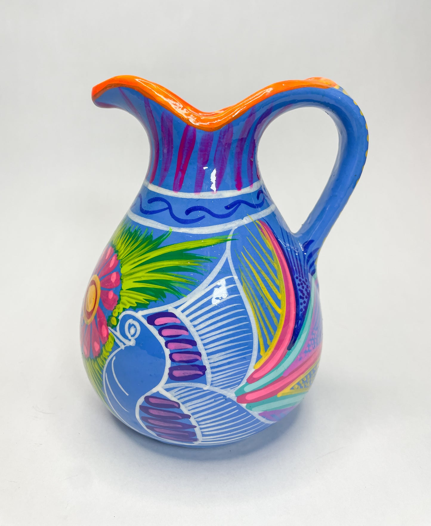 Guerrero Mexican Clay Pitcher Water Pitcher Mexican Clay Pottery Mexican Clay Art Handpainted