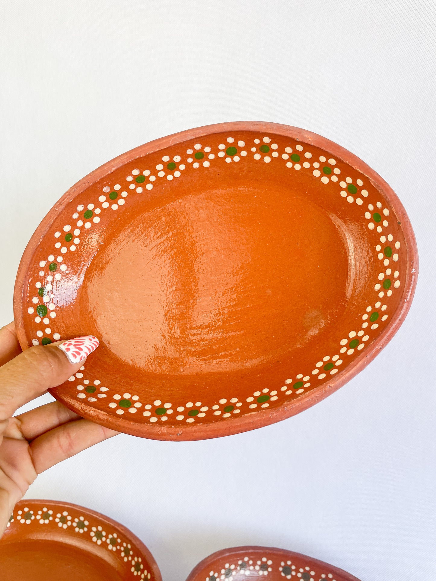Mexican Clay Plates Oval Plates 8" Set of 4 Lead Free Mexican Plates Platos de Barro Ovalados