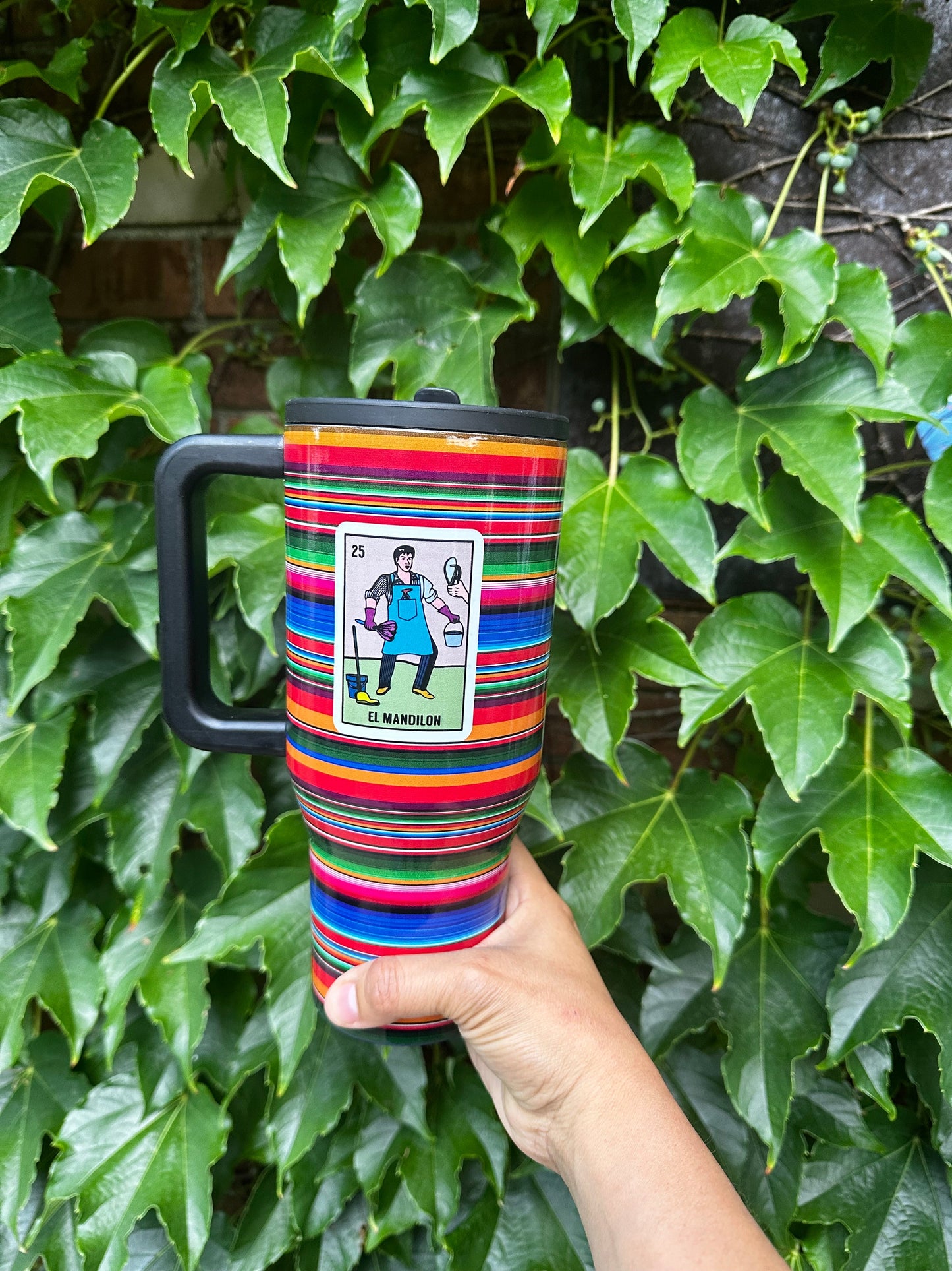 Mandilon tumbler for Mexican husband or Mexican dad. Funny Mexican mug for him. Stainless mug with flip straw