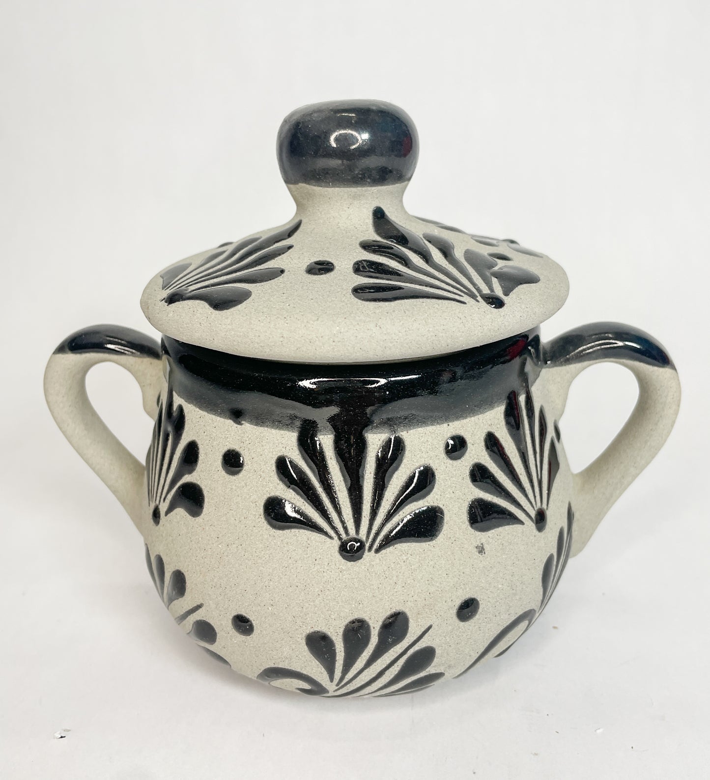 Mexican Sugar Bowl Azucarera de Barro Hand Painted Mexican Pottery Canisters Artesanias de Barro Azucarera