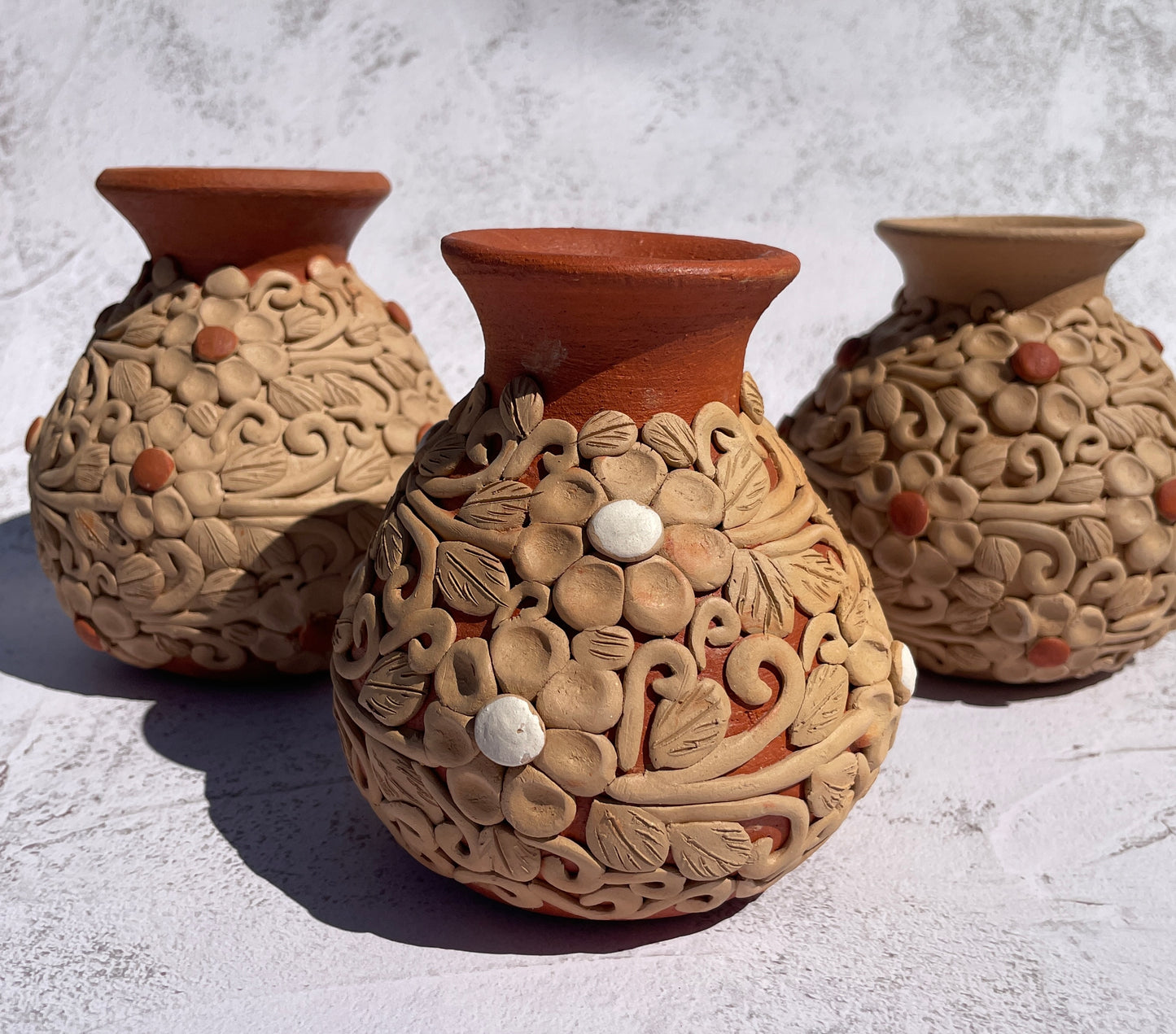 Colores Oaxaca Flower Vase Clay Embroidery 5 inches Jarron de Barro Bordado Florero De Barro