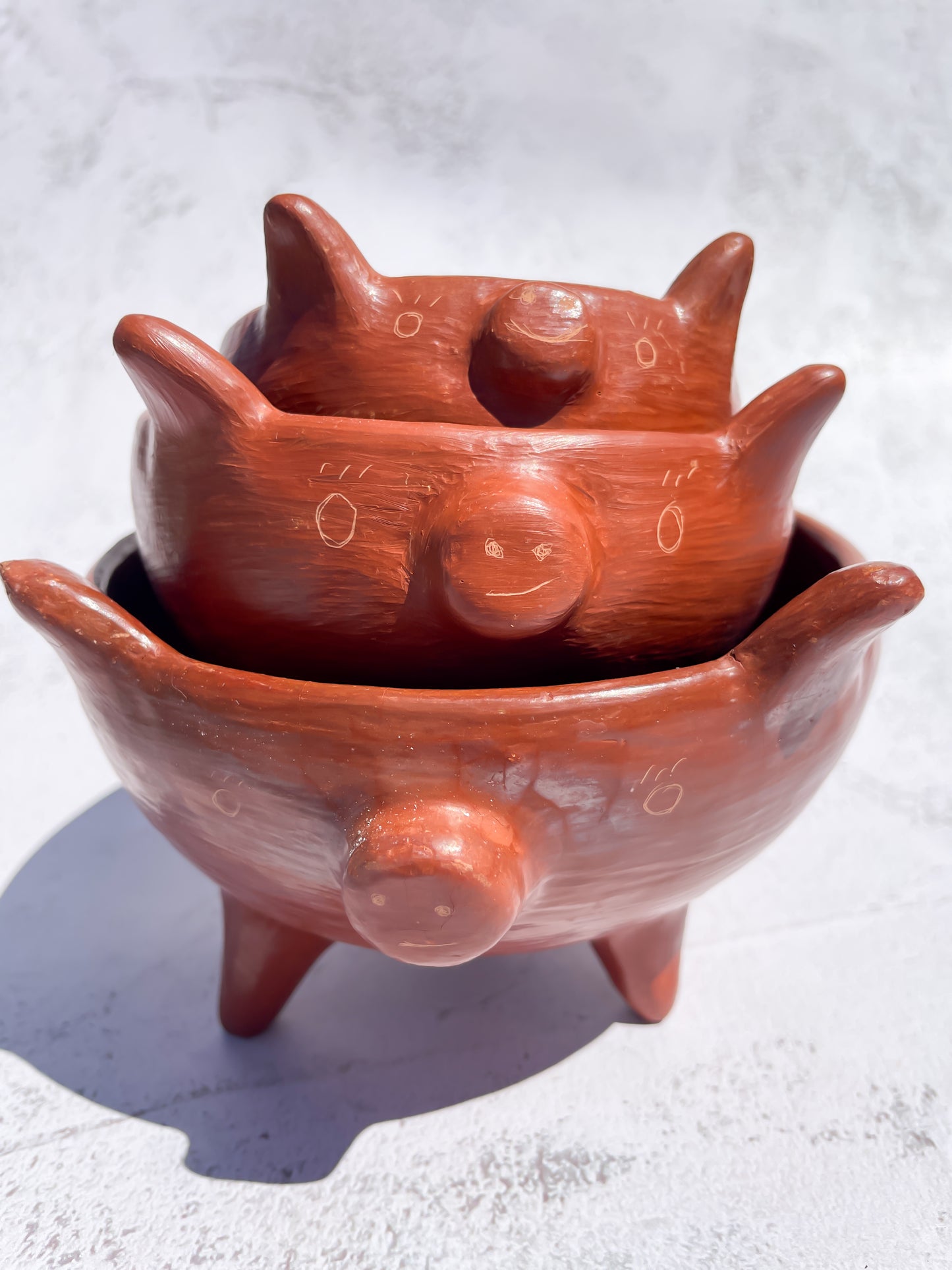 Oaxaca Red Clay Piggy Bowl Salsero Marranito Barro Rojo Marranito Bowl Chochinito Bowl