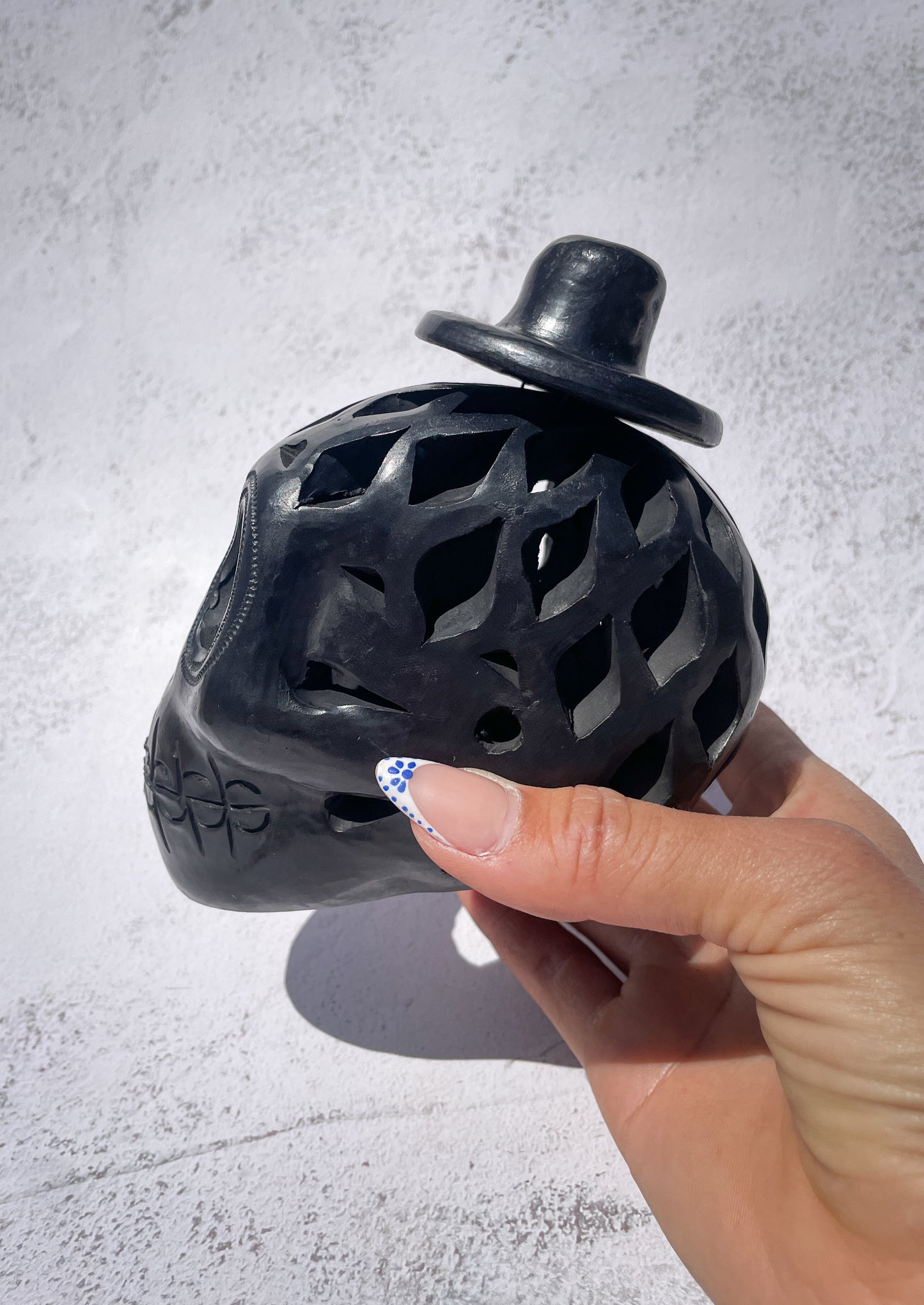 Oaxaca Black Pottery Skull Calavera Barro Negro Black Clay