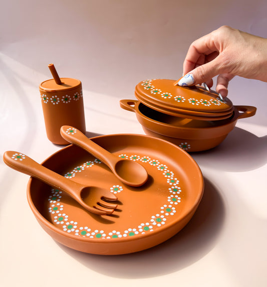 Mexican Clay Plate Baby Mexican Inspired Silicone Barro Meal Set