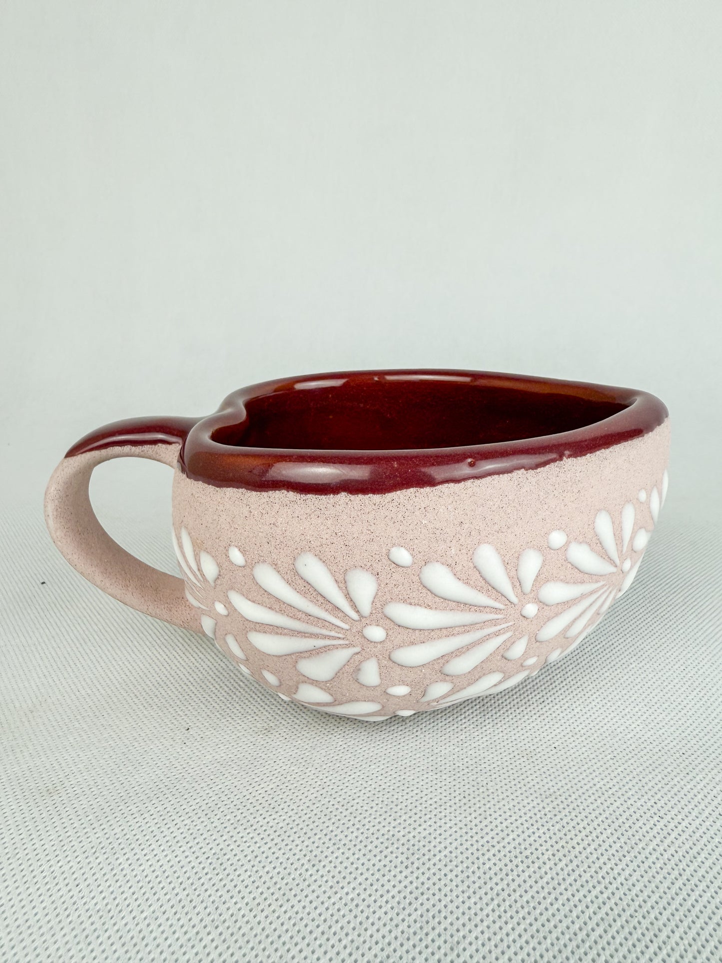 Heart Shaped Talavera Coffee Mug Set of 2 Taza Corazon Barro Taza