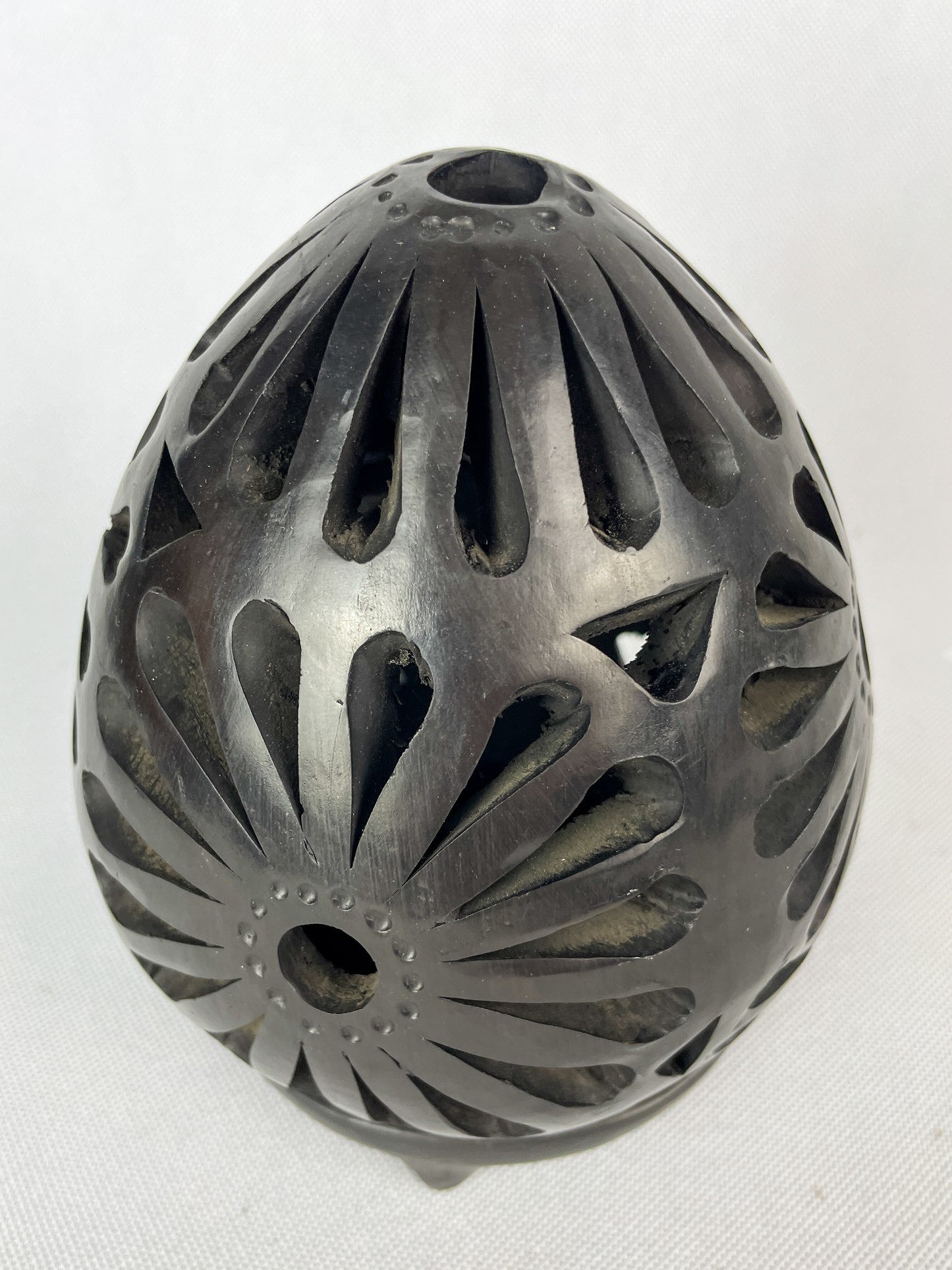 Oaxaca Black Pottery Candle Holder Black Oaxacan Pottery Sphere Barro Negro