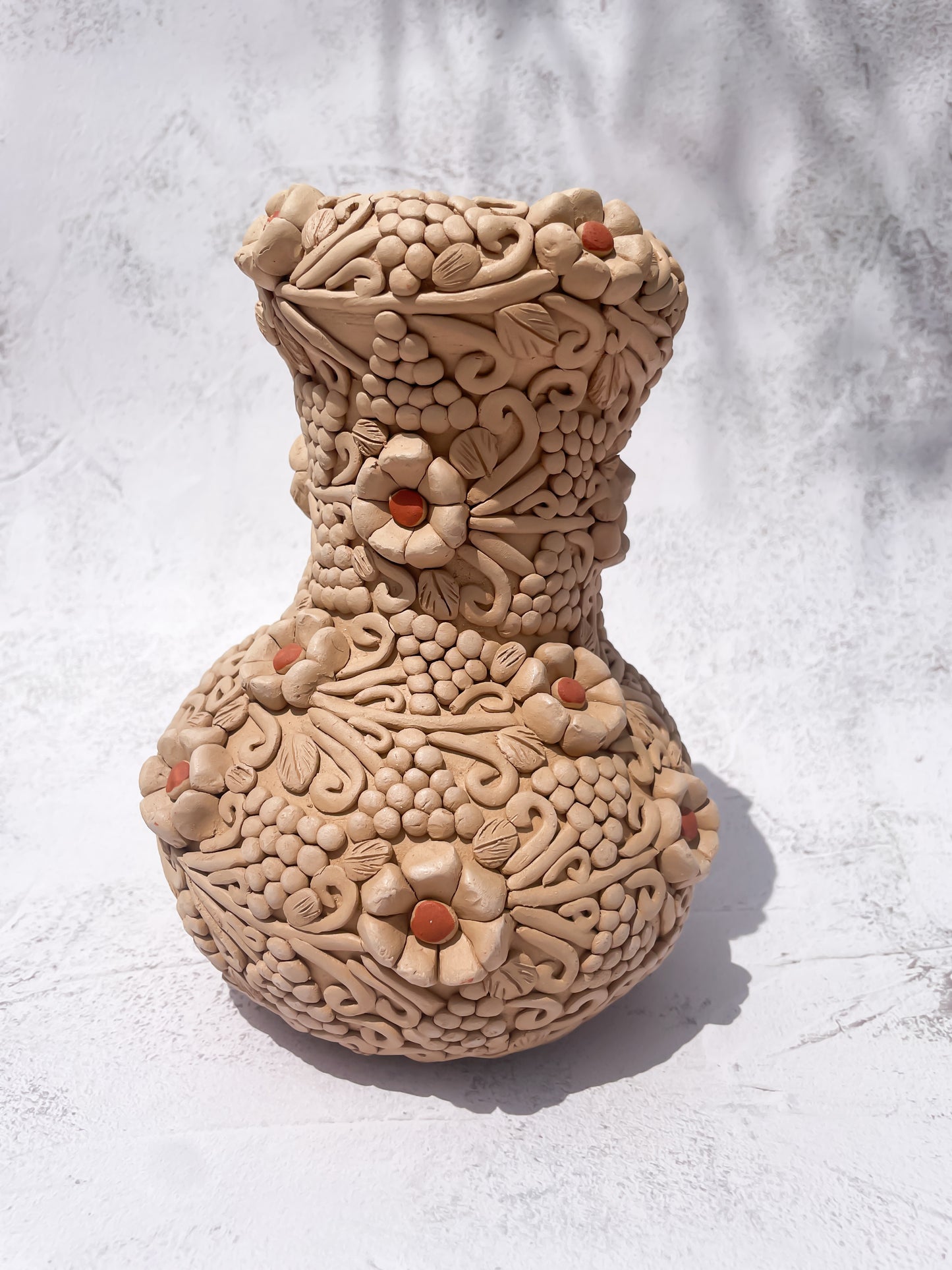 Colores Del Suelo Oaxaca Clay Vase Clay Embroidery Large Vase Florero Bordado En Barro