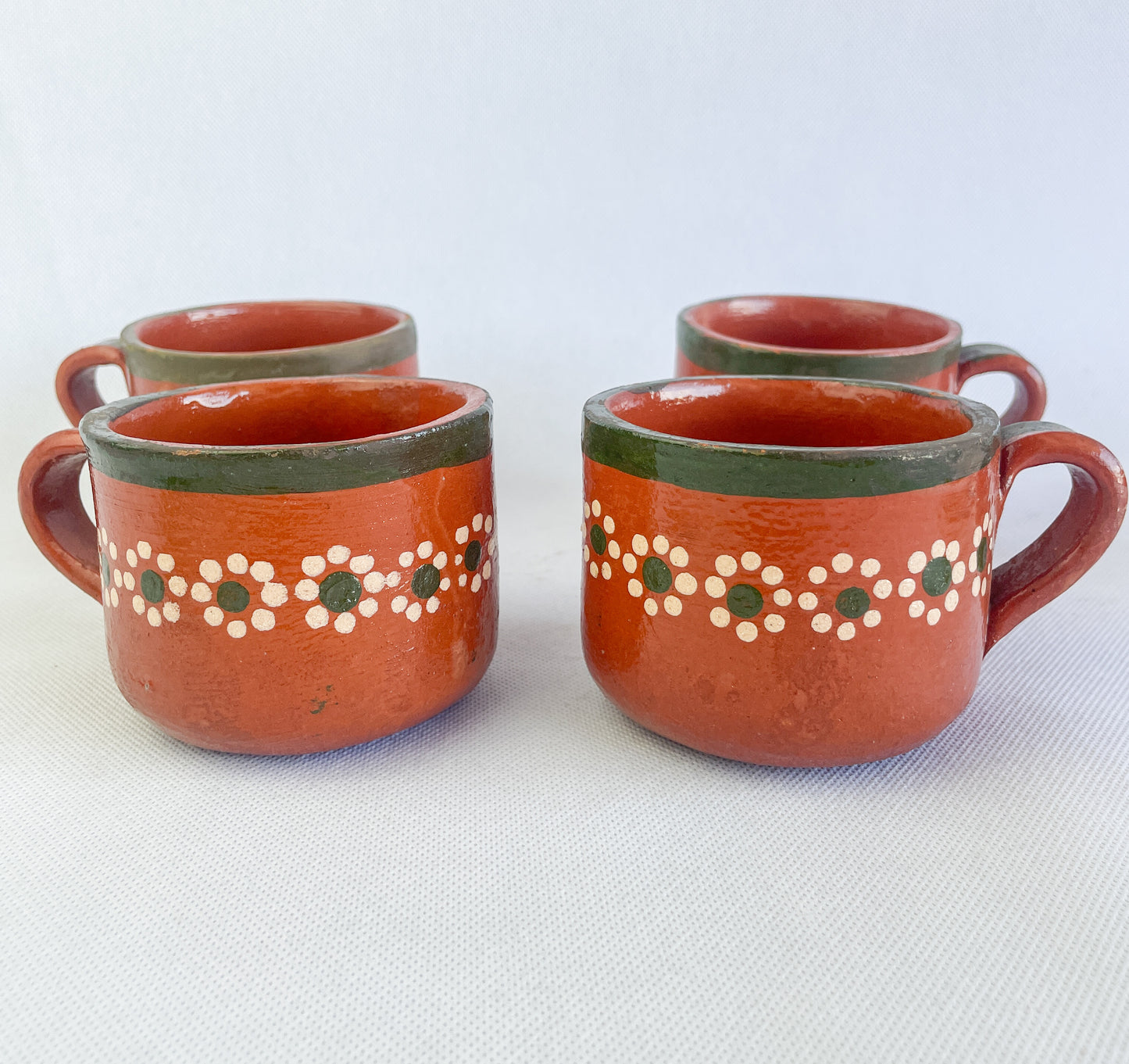 Michoacan Mexican Clay Mugs 4pc Set Mexican Cups Tazas De Barro Lead Free
