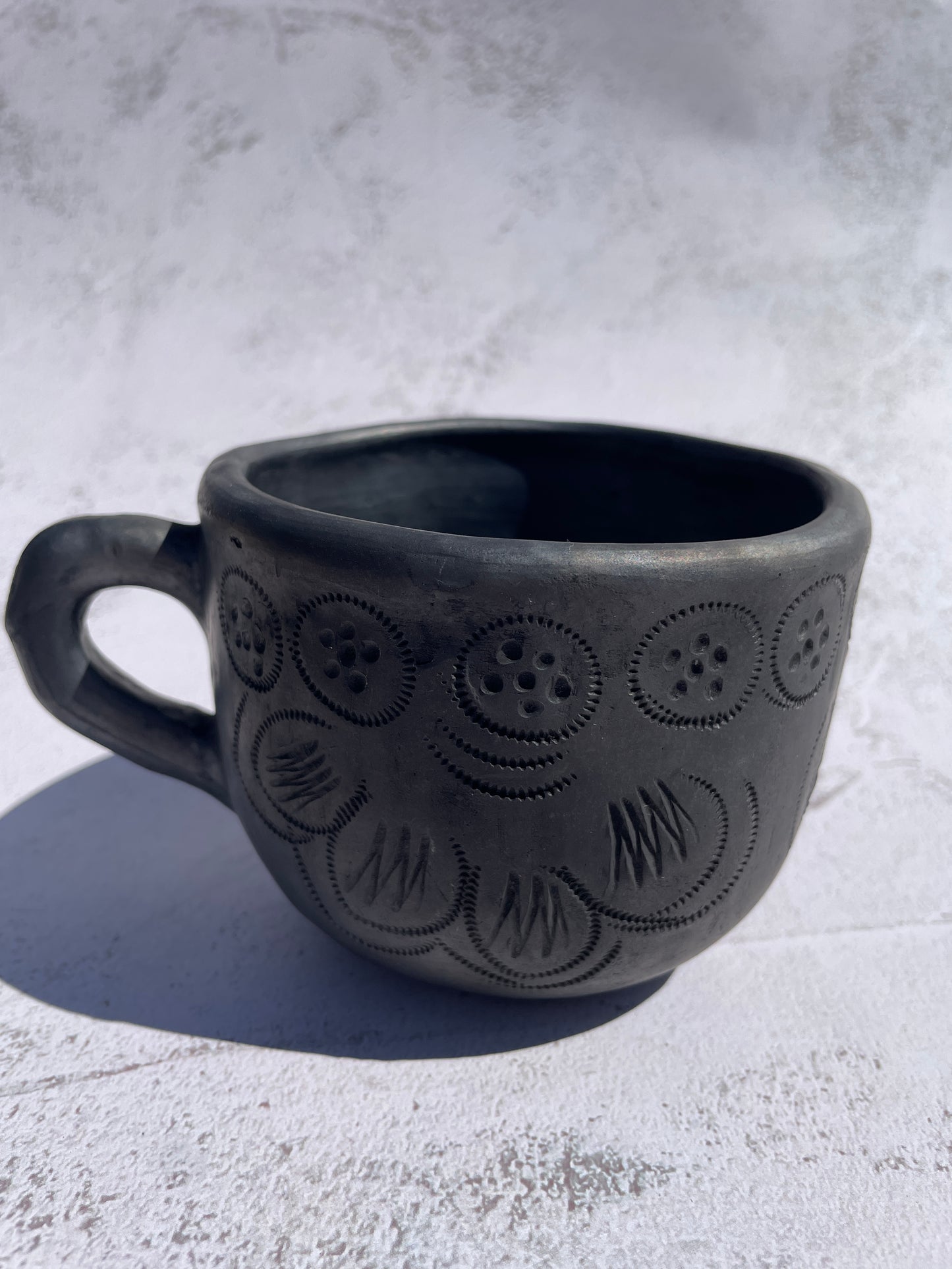 Oaxaca Black Clay Mugs Taza Con Plato Barro Negro Black Pottery