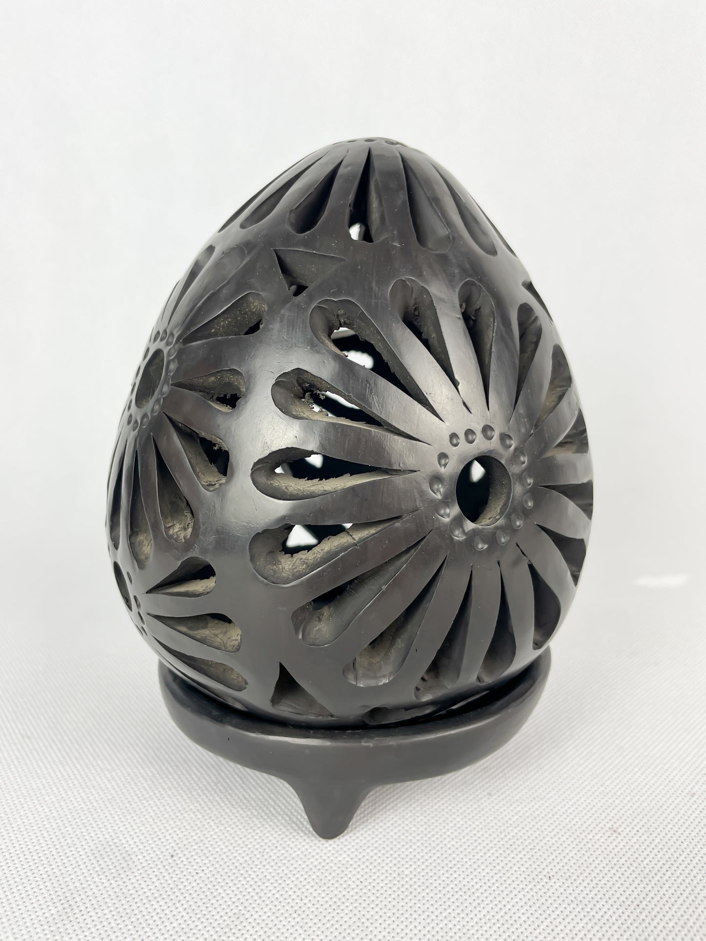 Oaxaca Black Pottery Candle Holder Black Oaxacan Pottery Sphere Barro Negro