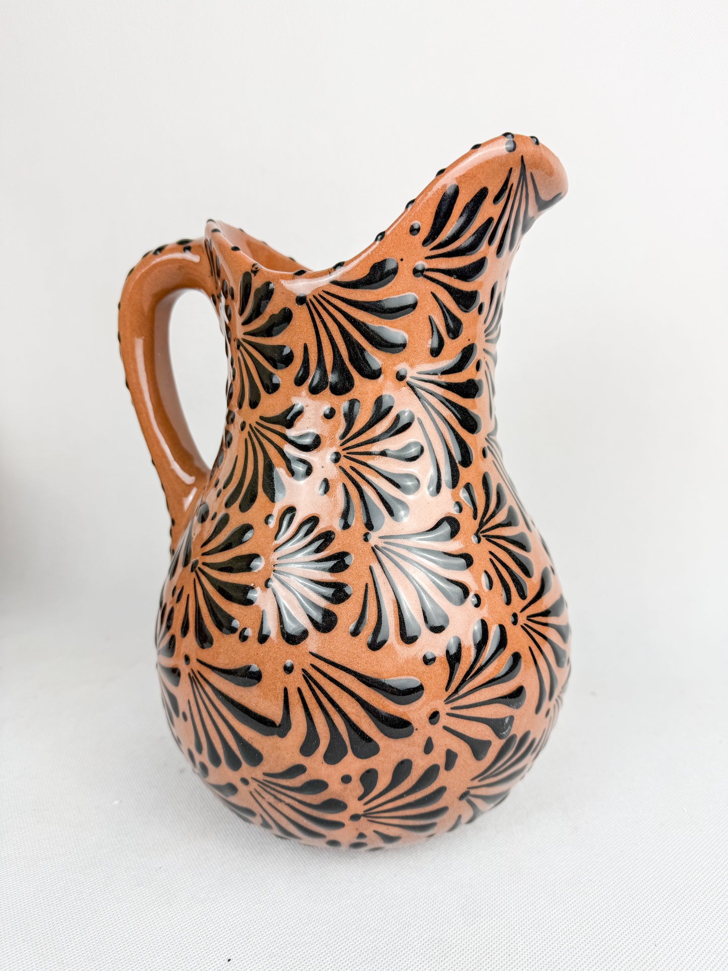 Brown Talavera Style Pitcher Set - Juego Jarra Cafe