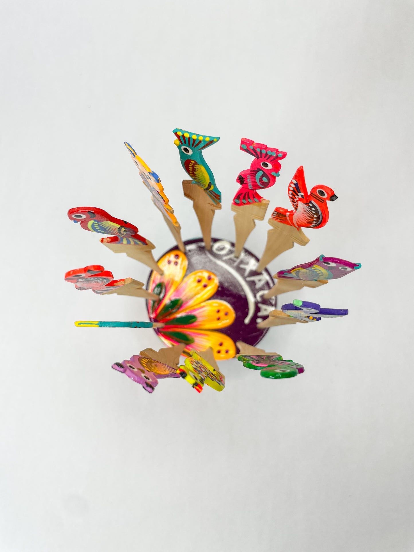 Handmade Alebrije Appetizer Toothpicks with Wooden Base Reusable Toothpicks Palillos