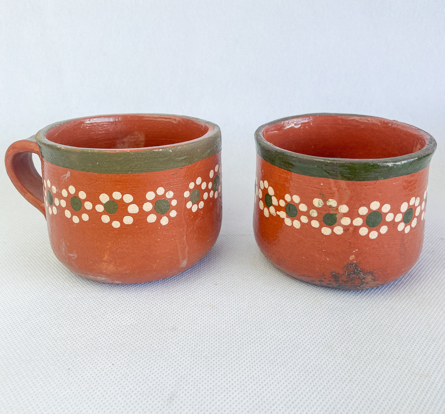 Michoacan Mexican Clay Mugs 4pc Set Mexican Cups Tazas De Barro Lead Free