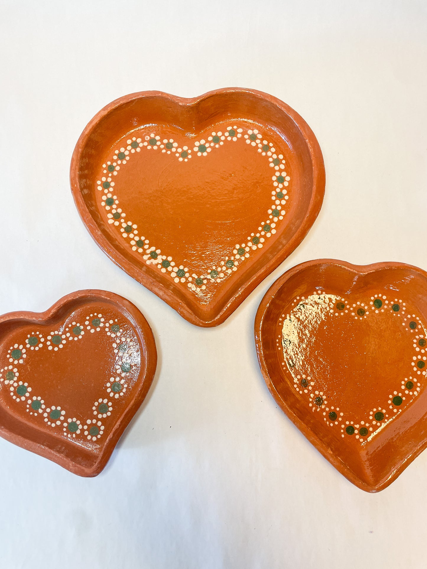 Michoacan Mexican Clay Heart Plate Set of 2 Plato Corazon Barro Lead Free