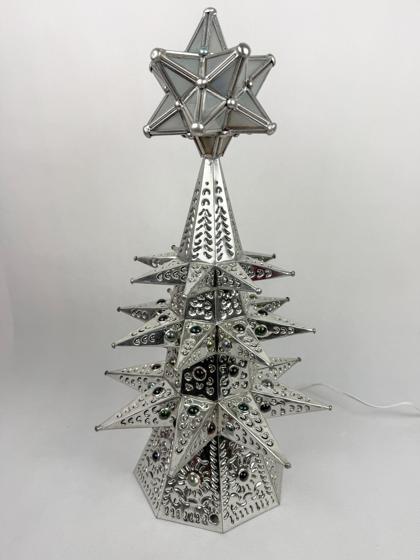 Mexican Punched Christmas Tree Tin Punched Christmas Tree Arbol de Navidad Con Luz