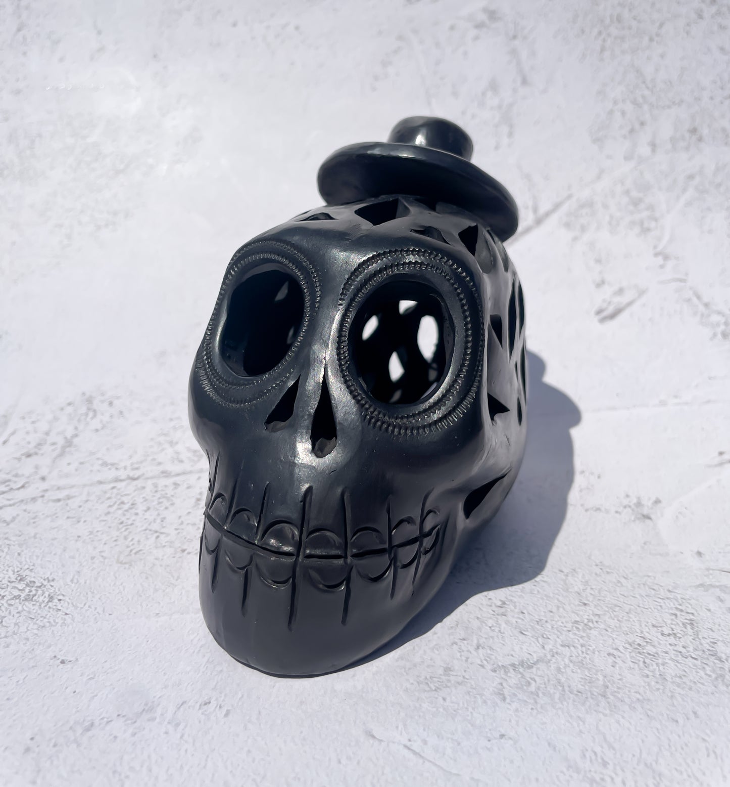 Oaxaca Black Pottery Skull Calavera Barro Negro