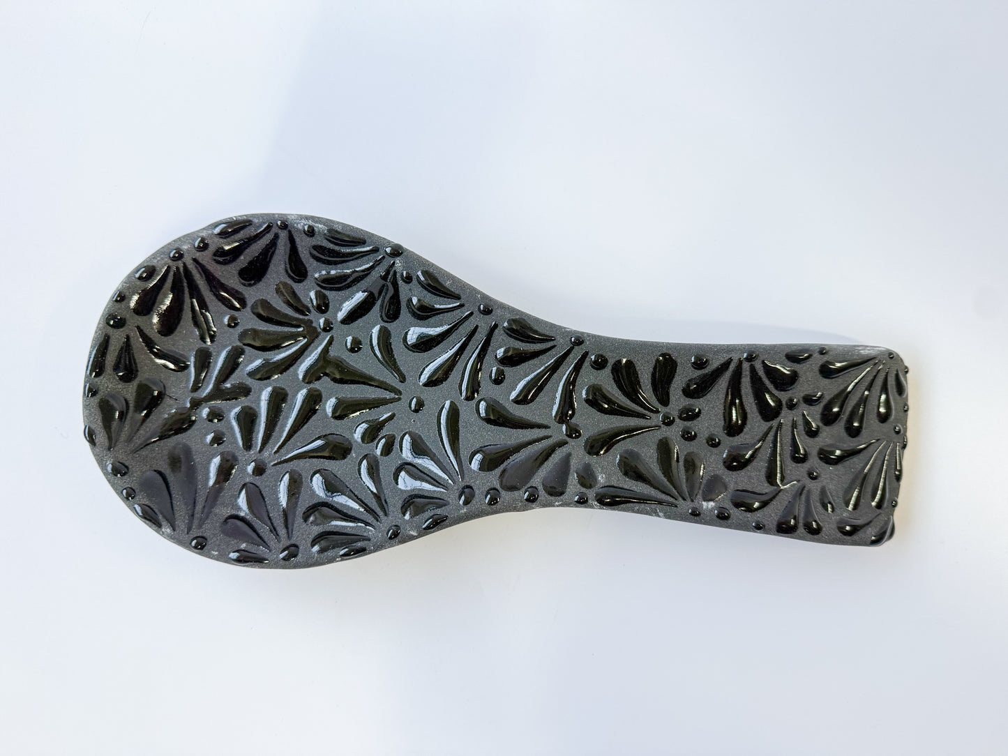 Mexican Talavera Style Spoon Rest Engobe - Porta Cuchara Engobe