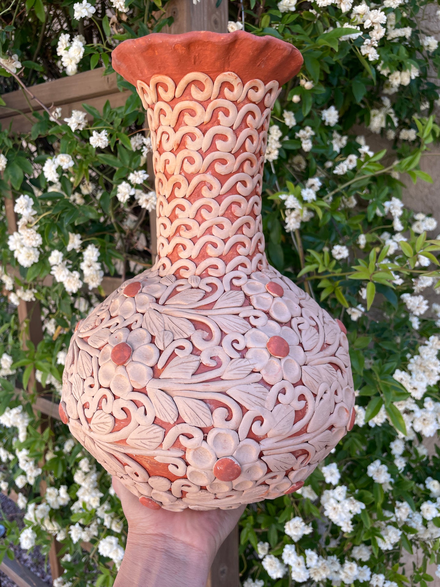 Colores Del Suelo Oaxaca Clay Vase Clay Embroidery Large Vase Florero Bordado En Barro