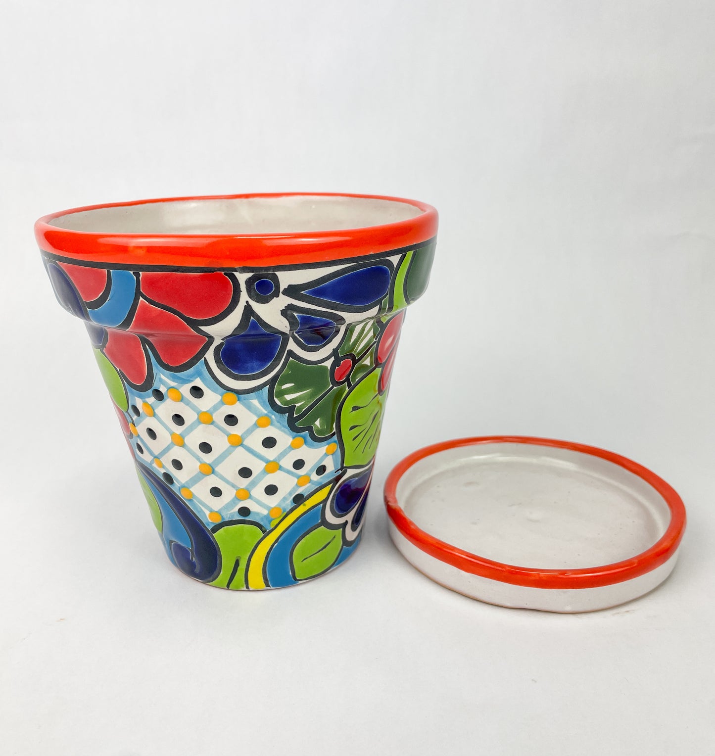 Talavera Mexican Flower Pot With Saucer Ceramic Flower Pot Mexican Plant Pots Mexican Painted Pots Mexican Clay Pots Maceta con Plato