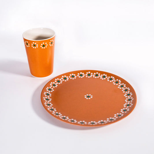 Mexican Inspired Bamboo Barro Inspired Plate & Cup