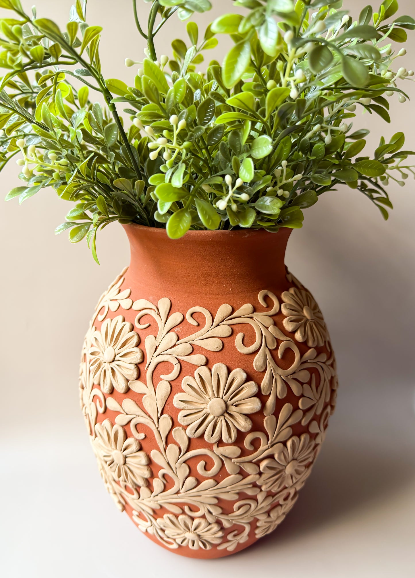 Gaytan Clay Vase DISCOUNTED Tall Mexican Flower Vase Mexican Barro Florero