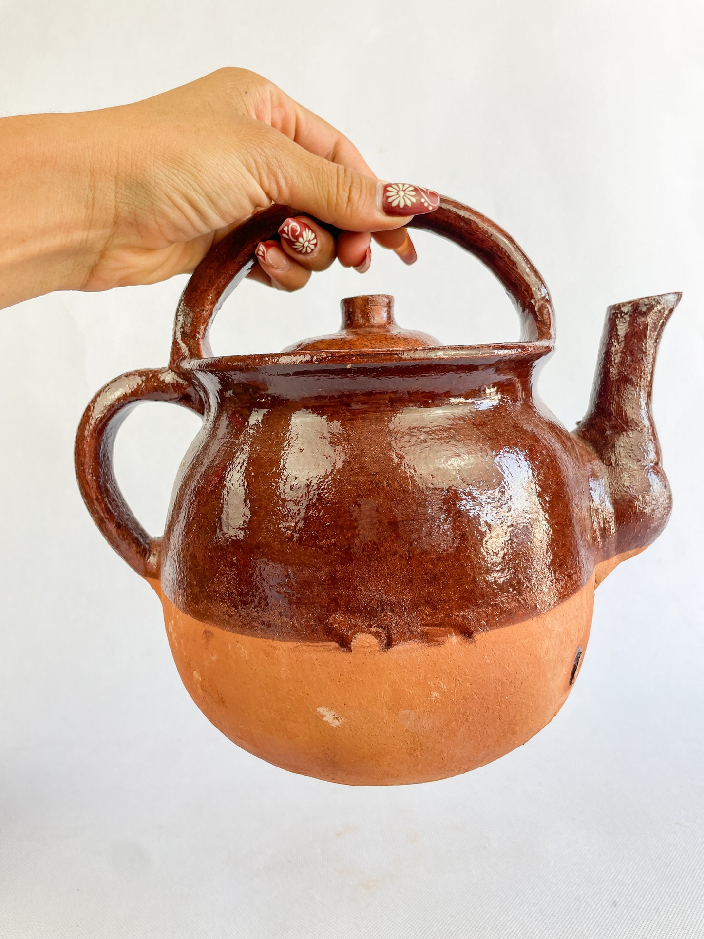 Tonala Mexican Tea Pot Tetera de Barro Lead Free Pottery Tea Pot Mexican Clay Pot Kettle