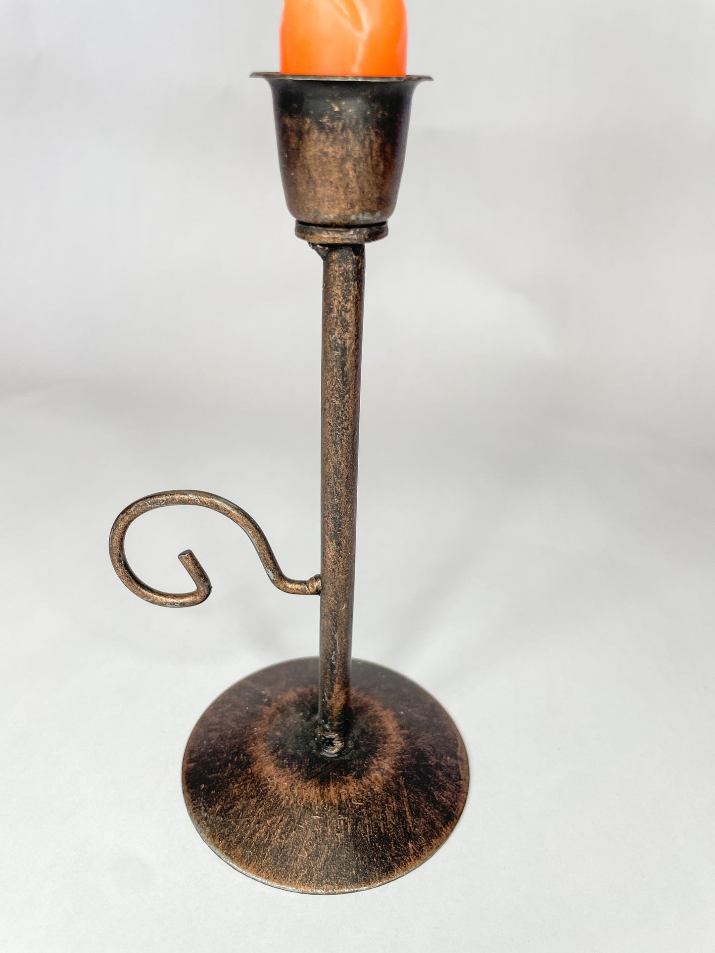 Antique Rustic Brown Metal Candle Holder Candlestick Holder