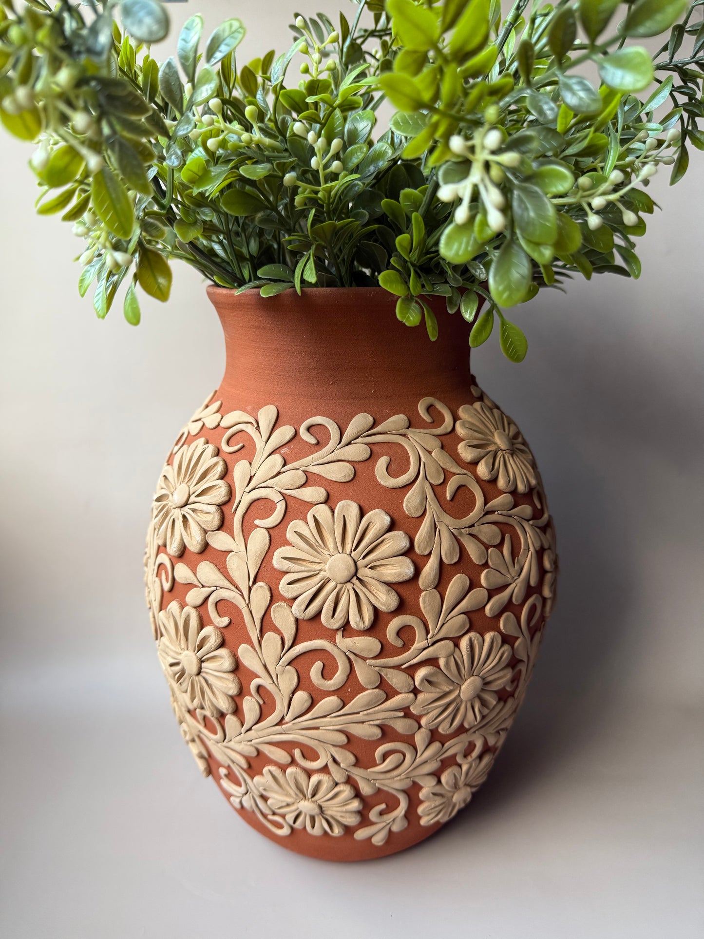 Gaytan Clay Vase DISCOUNTED Tall Mexican Flower Vase Mexican Barro Florero